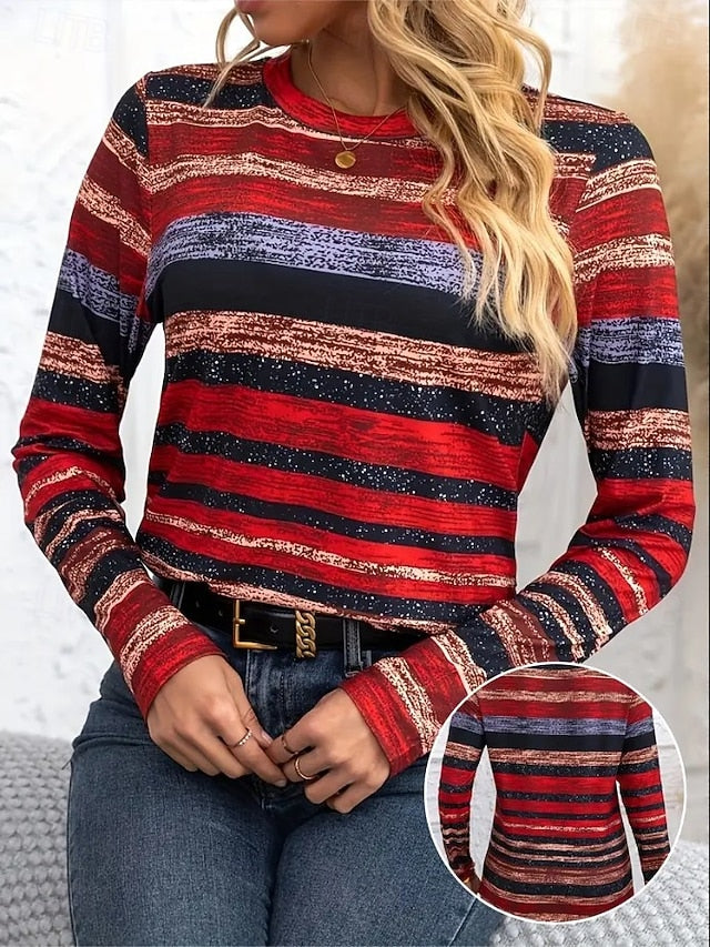 Easter Women's T shirt Crew Neck Long Sleeve Tunic Graphic