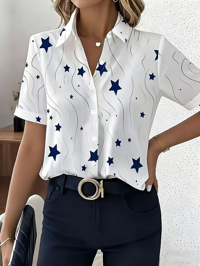 Women's Shirt Graphic Star Striped Vintage Tropical Stylish