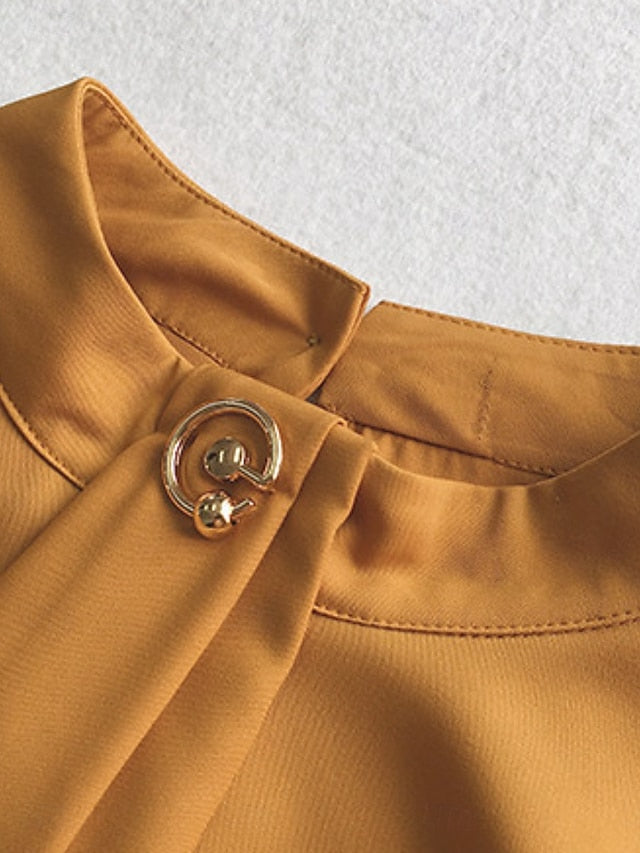 Women's Shirt Blouse Chiffon Tops Ruched Plain Active