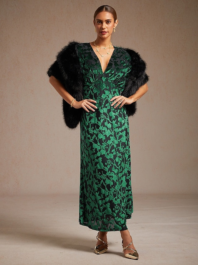 Women's Velvet Midi Dress Sheath Dress Elegant Party Party