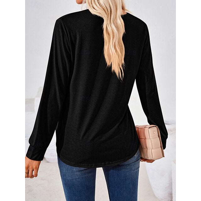 Women's Blouse Ruched Solid Color Daily Stylish Casual Long