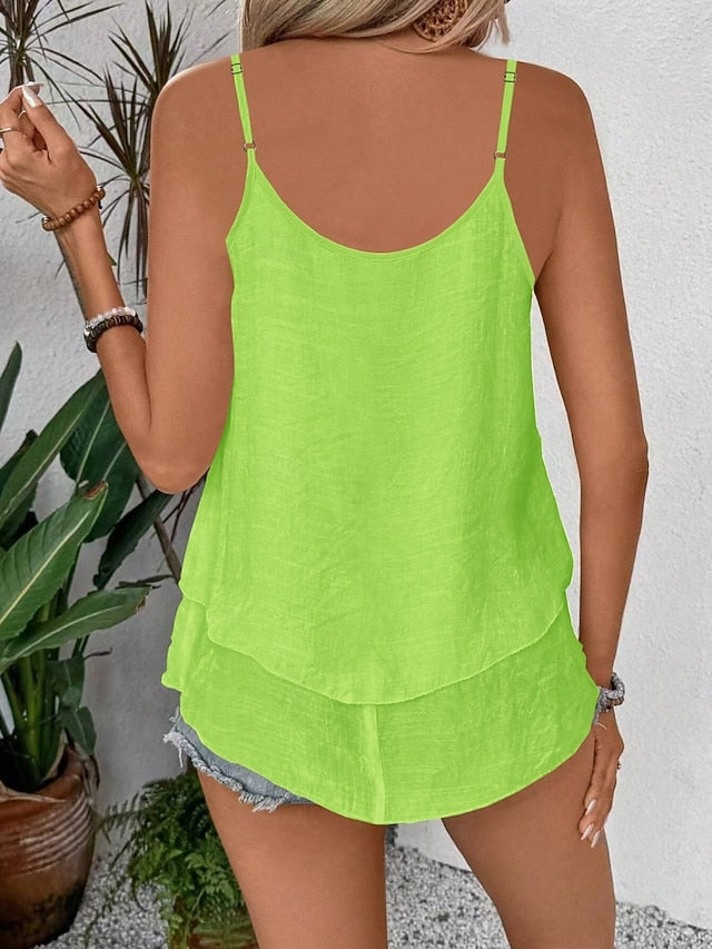 Women's Tank Top Ruffle Plain Fashion Modern Casual