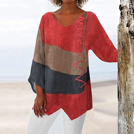 Women's Tunic Shirt Long Sleeve Asymmetrical Hem Blouse