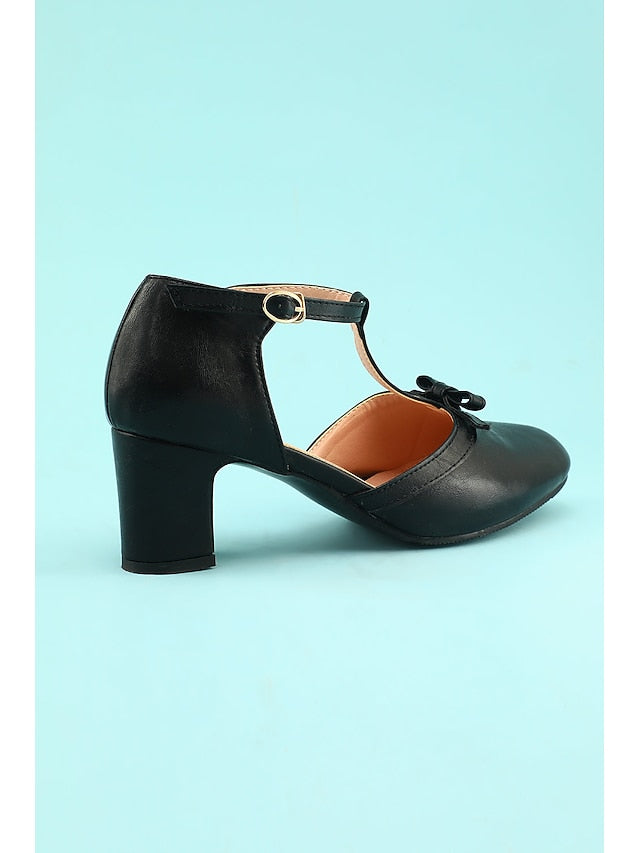 heels 20s T-strap Heels Roaring Shoes Vintage Retro 1950s Chunky