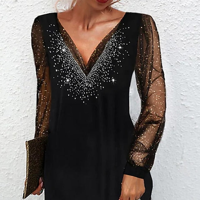 Women's Mini Dress Black Dress Sequin Dress Casual Dress