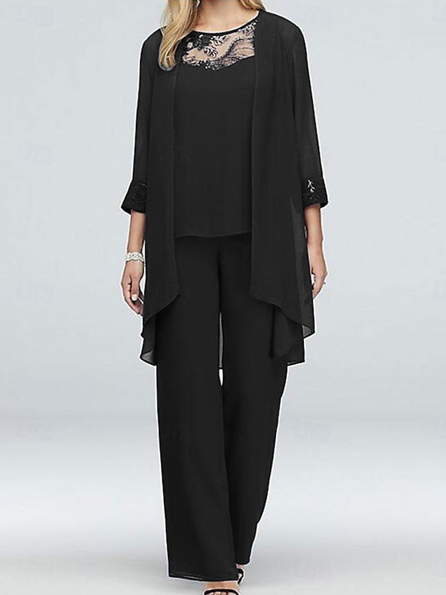 Neck Mother Piece Elegant Crew the Vintage 3 of Dress Bride