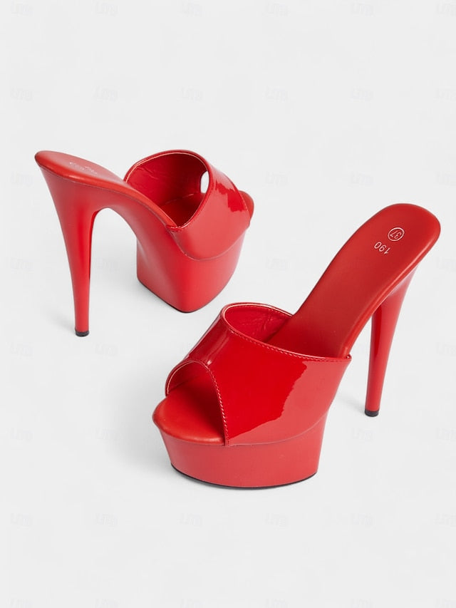 Platform Red Women's Leather with Patent Heels High