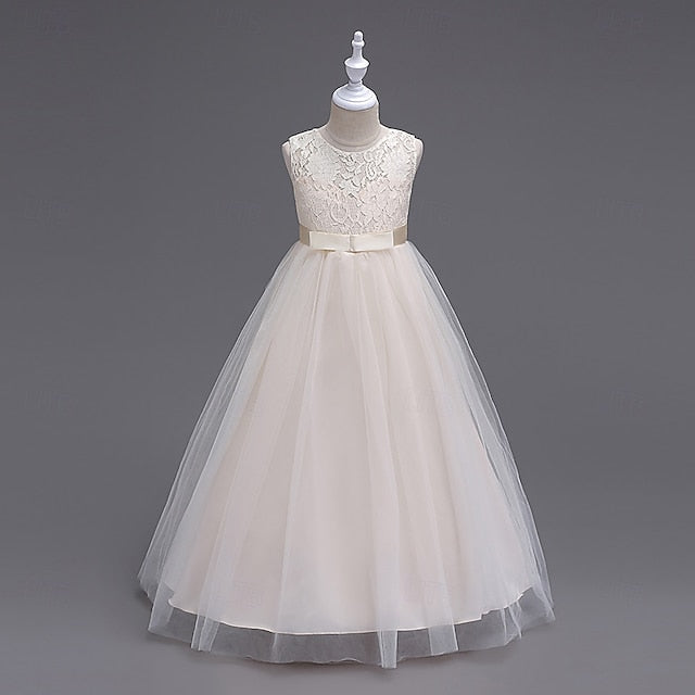 Cosplay Kids Girls' Party Solid Dress Color