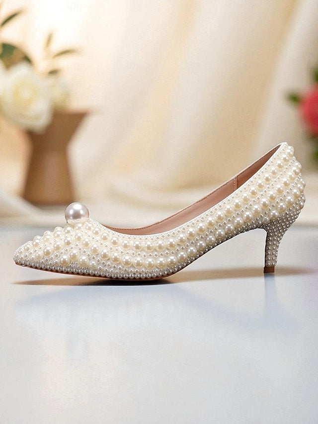 and Kitten Women's Matching Pumps Heel Pearl-Embellished