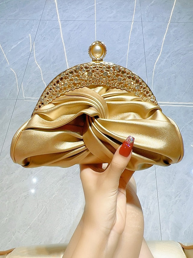 Leather Clutch Evening Rhinestone – Bag Faux Women's