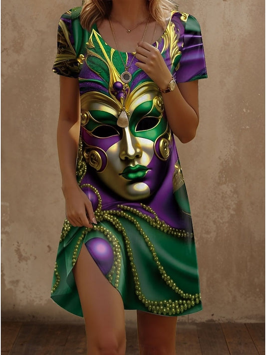 Carnival Women's Midi Dress T Shirt Dress Tee Dress Casual