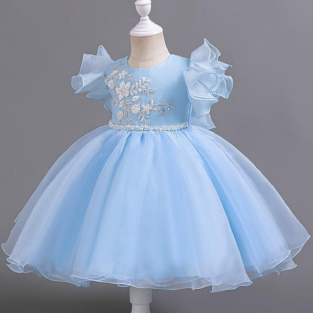 Kids Party Sequin Sleeveless Floral Wedding Dress Girls'