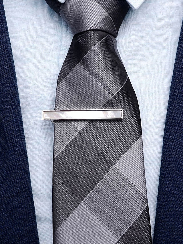 clip inlaid tie brass with of Men's pearl mother and