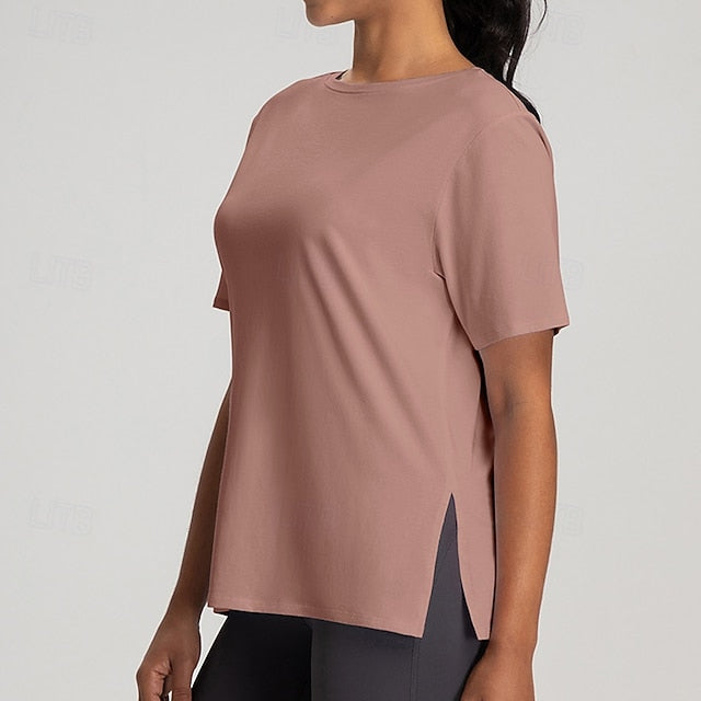Women's Yoga T-shirt Workout Tops Breathable Loose Short