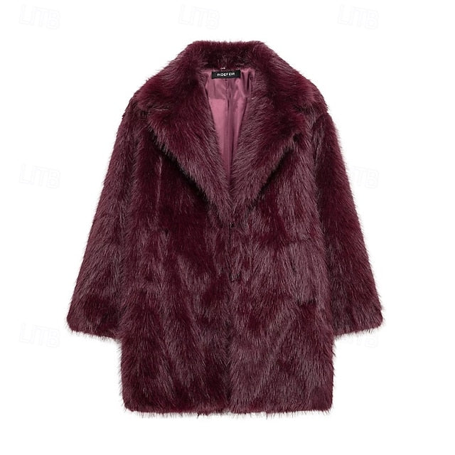 Furs Coat Faux Pocket Comfortable Fur Warm Women's