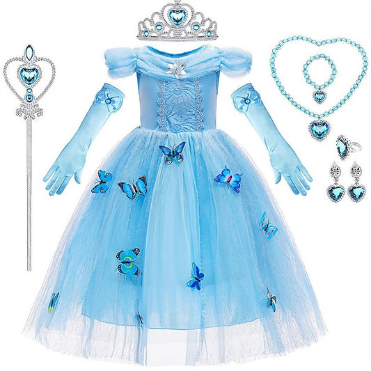 Theme Princess Tulle Girl Flower Dress Frozen Elsa Costume Party