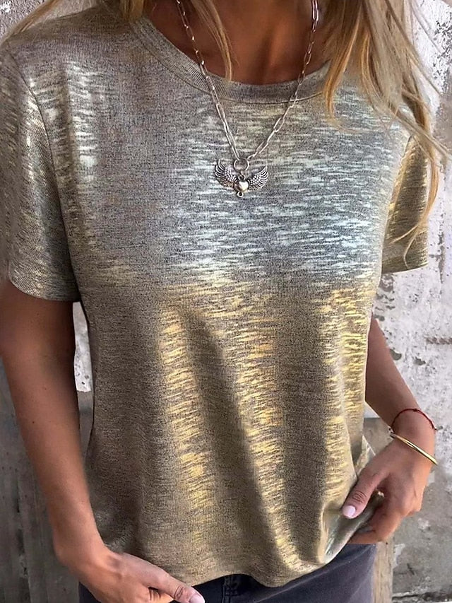Women's T Shirt Sequins Plain Fashion Modern Casual Short