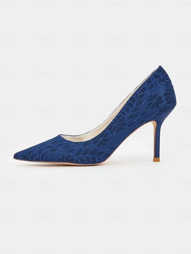 Heels Lace-Embroidered Stiletto Women's Pointed-Toe -