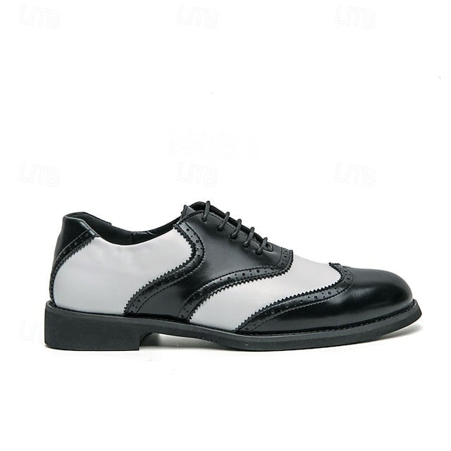 and Brogue in Wingtip Oxford White Two-Tone Men's Shoes