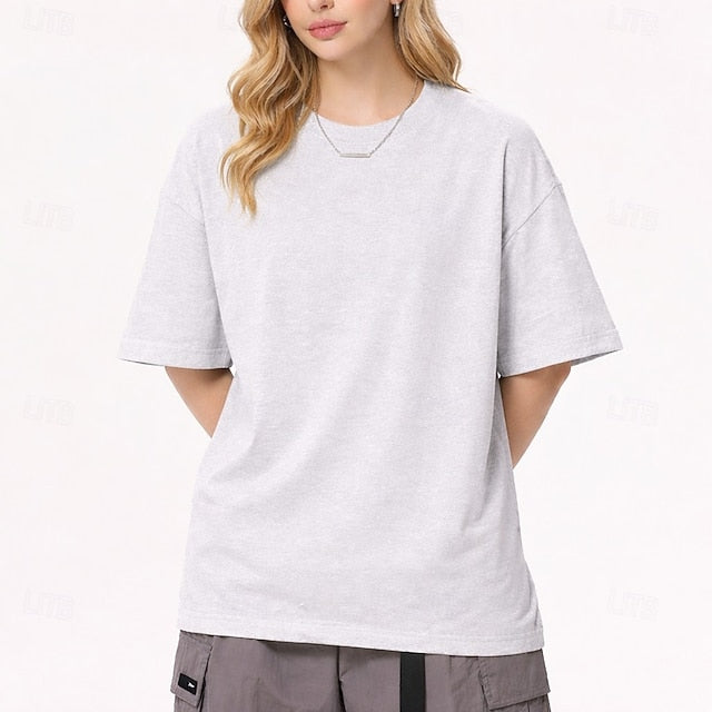 Women's Tee 100% Cotton Solid Color Stylish Casual Short