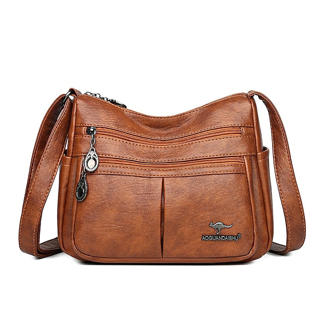 Kunstleder Damen Schultertasche mit mehreren Taschen - Umhängetasche