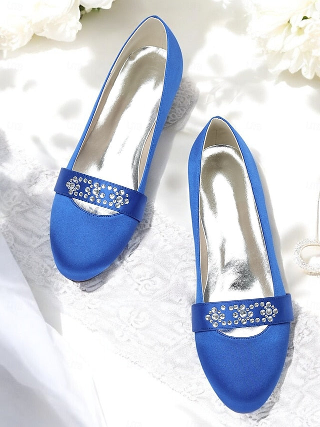 Kitten Women's Satin with Blue Heels Rhinestone