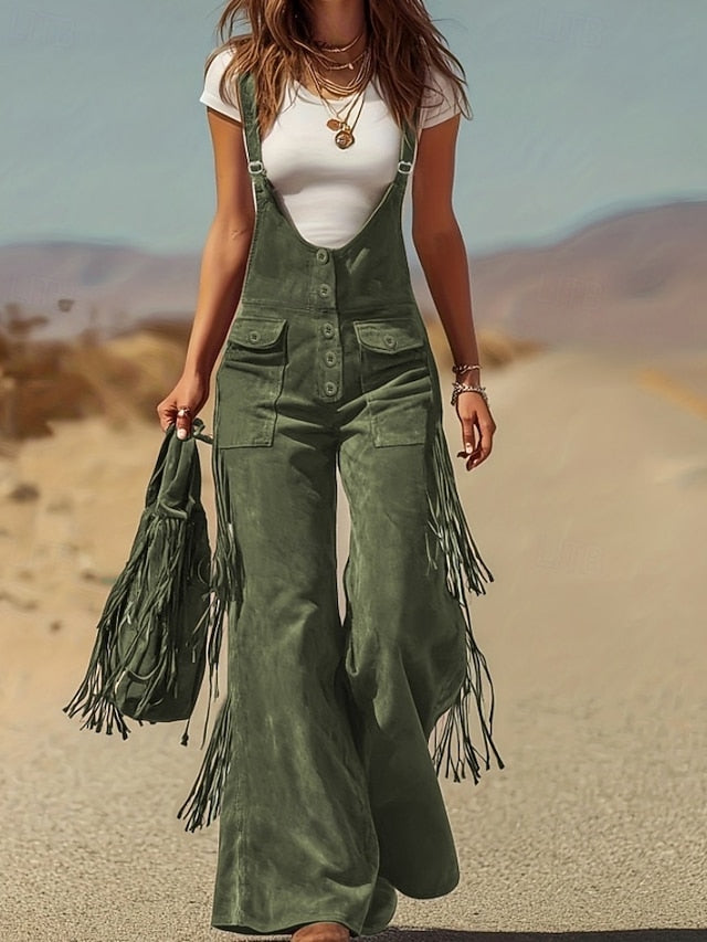 Women's Cargo Pants Wide Leg Bib Tights Overalls Fashion