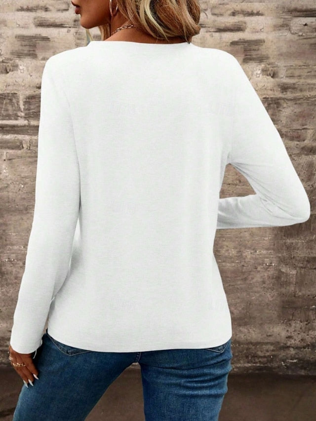 Women's T Shirt Tee Top Solid Color Fashion Classic Casual