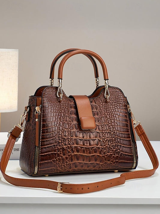 Women's Croc-Embossed Top-Handle Satchel – Structured