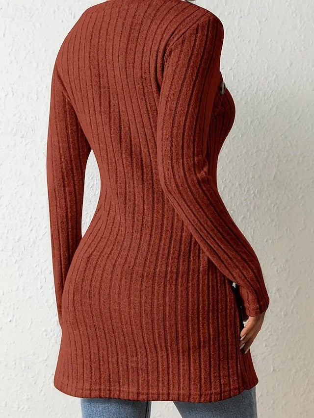 Women's T Shirt Tee Top Buttons Asymmetrical Solid Color