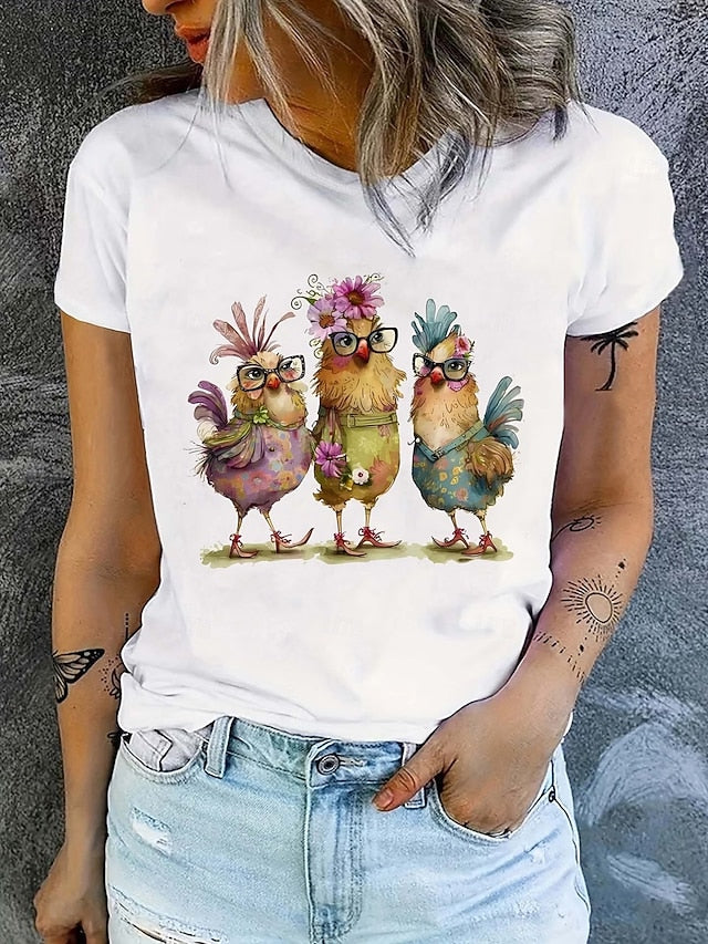 Women's T Shirt Print Graphic Animal Butterfly Vintage