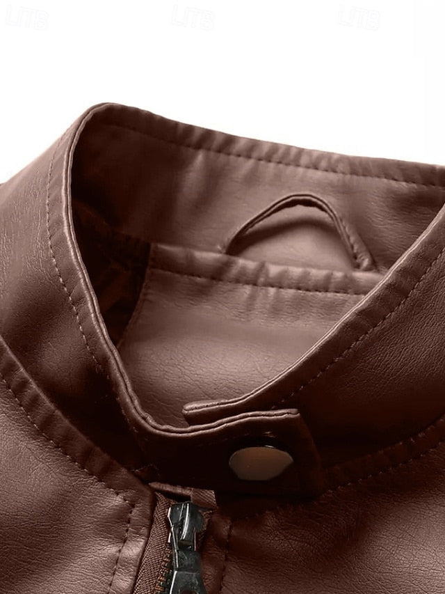 Jacket Comfortable Leather Pocket Women's Zipper Faux