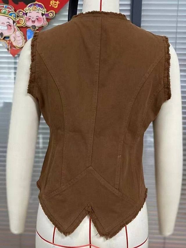 Women's T Shirt Tank Top Tee Top Buttons Plain Fashion