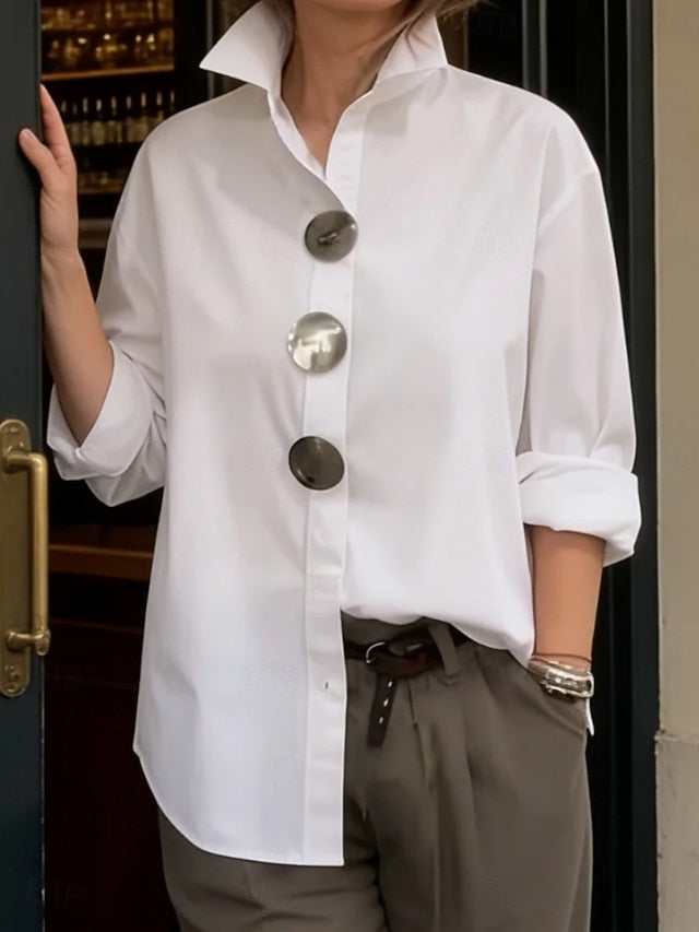 Women's Blouse Buttons Solid Color Elegant Stylish Casual