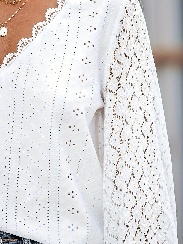Women's Shirt Lace Shirt Blouse Bohemia Stylish Lace Long