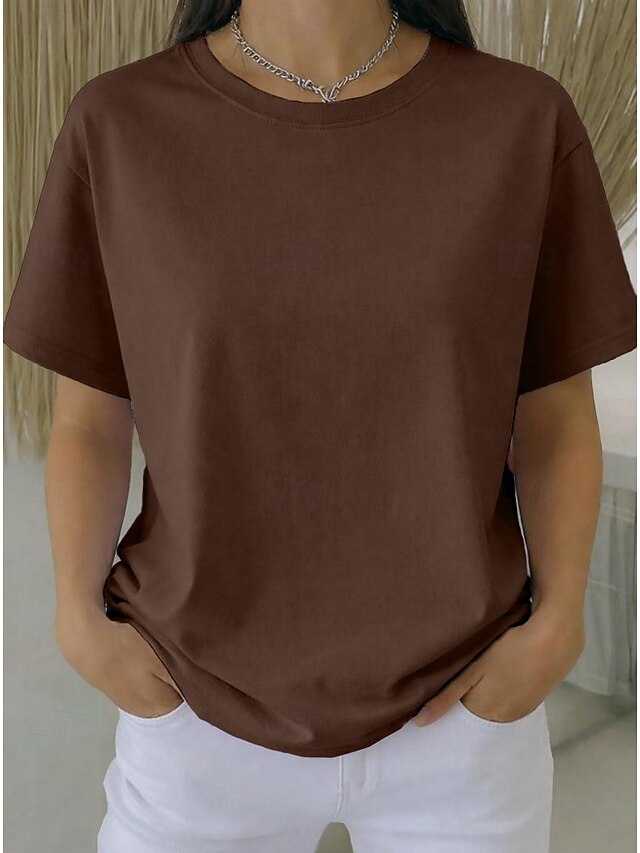Women's Plus Size T Shirt Tee 100% Cotton Solid Color