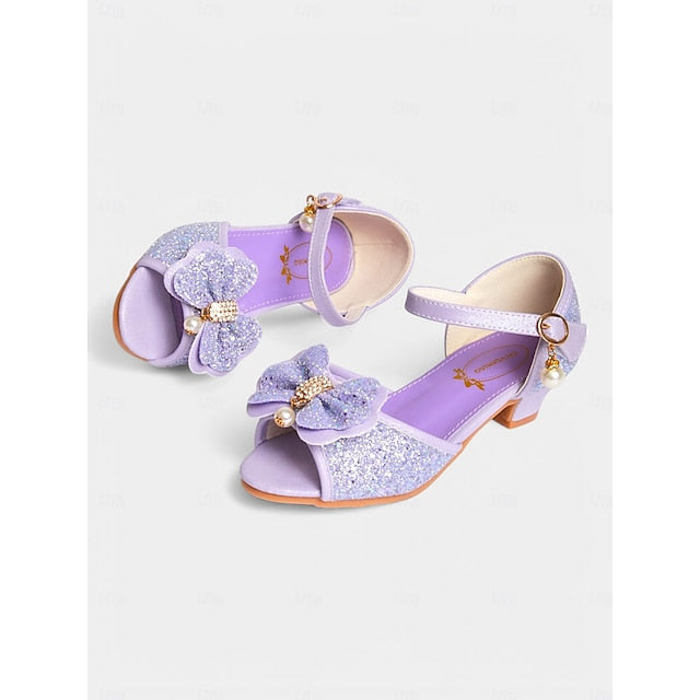 Glitter with Pearl Sandals Purple Bow Girls' Accent
