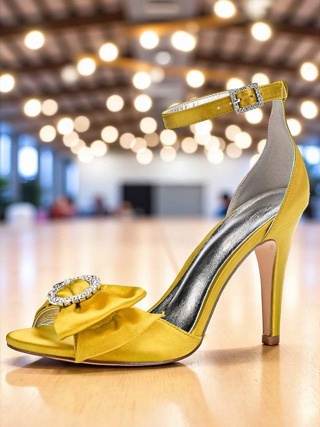 Women's Sandals Purple Rhinestone with Heel High Satin