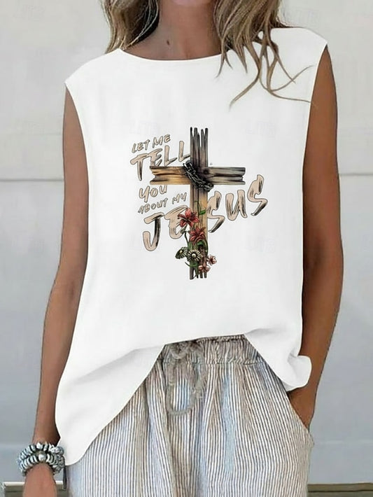 Women's Summer Tops Blouse Sleeveless Shirt Print Floral