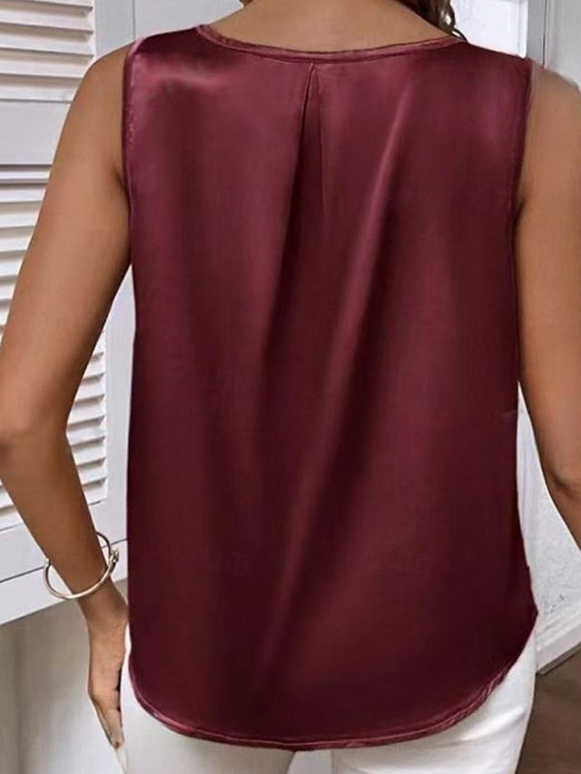 Women's Blouse Hollow Out Plain Active Casual Sleeveless