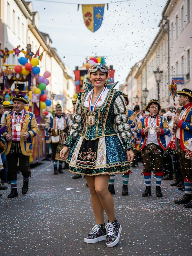 Women's Mardi Gras Black Colorful Sequin High-Top Sneakers