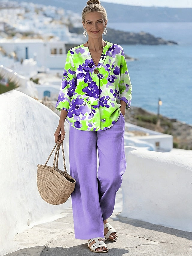 Women's Two Piece Sets Pants Sets Bolero Top 3/4 Length