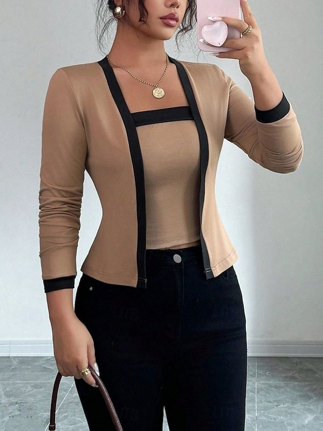 Women's Blouse Patchwork Solid Color Stylish Casual Long
