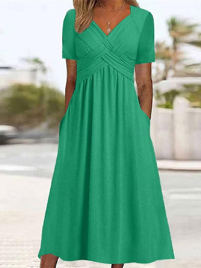 Women's A Line Dress Maxi Dress Pocket Basic Casual V Neck