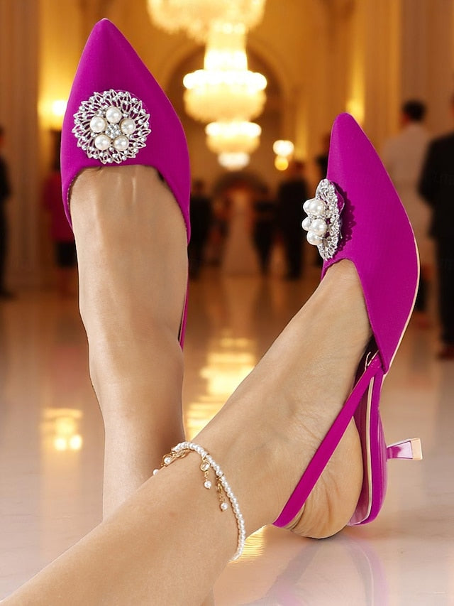 with Pumps Pearl Satin Blue Slingback Women's and