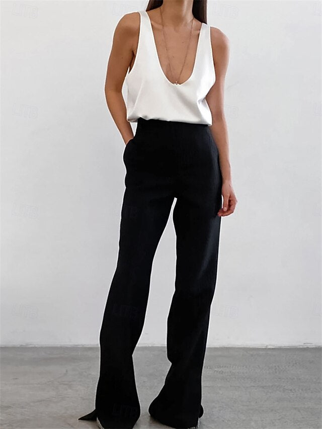 Women's Shirt Elegant Dressy Satin Top Solid Color Stylish