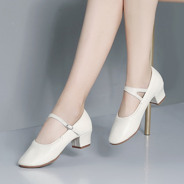 Women's Mary Jane Gold Dance with Buckle Shoes Low Heel
