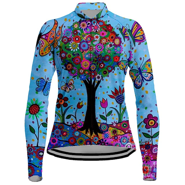 Women's Cycling Jersey Floral Botanical Long Sleeve Bike