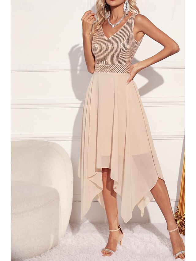 Women's Midi Dress Sequin Dress Party Dress Elegant Dress