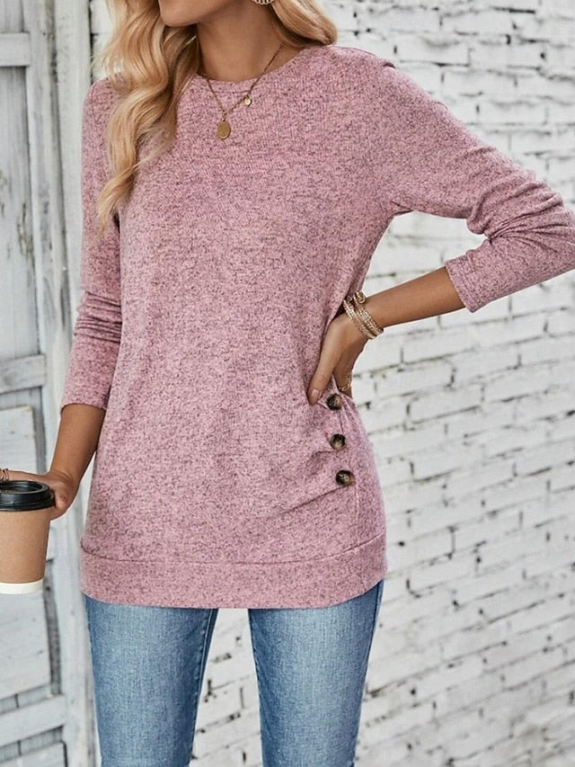 Women's Blouse Buttons Solid Color Tropical Stylish Casual